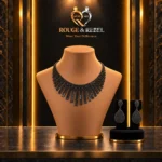 Black crystal fringe jewelry set