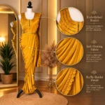 mustard gold yellow ready to wear designer saree