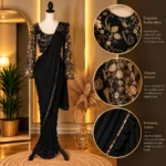 black gold ready to wear designer saree