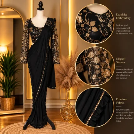 black gold ready to wear designer saree