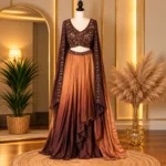 chocolate caramel brown Ombré Indo-Western Co-ord Set