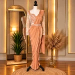 Peach ready to wear saree designer saree