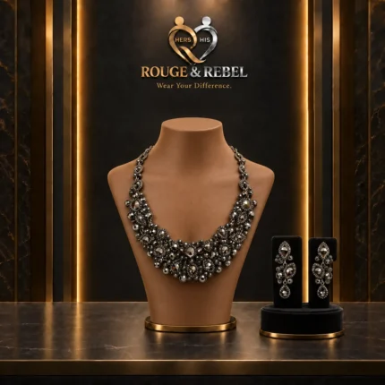 gunmetal blackmetal necklace set