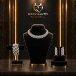 Silver crystal necklace, earrings and bracelet set