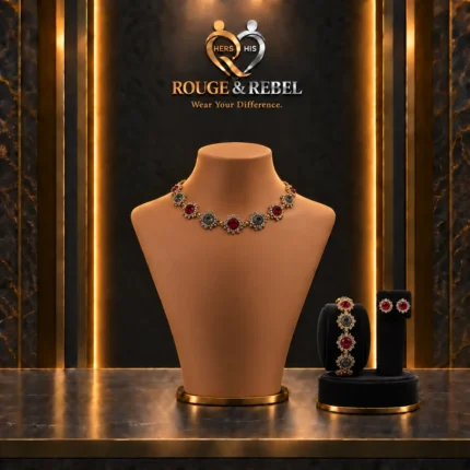 Ruby and smoky-stone jewelry set