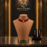 Ruby pearl choker with floral stone accents and matching drop earrings